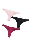 HMLOPX Daily Wear String sans Couture for Femme Stretch No Show Thong T-Back sous-vêtement Taille Basse, Lot de 3 Color : Co
