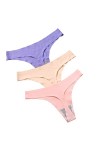 HMLOPX Daily Wear Sexy String sans Couture for Femme Taille Basse Stretch String sous-vêtement No Show Culotte Lot de 3 Colo