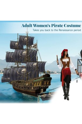 YHomU Costume de pirate pour femme - Costume de pirate pour cosplay - Taille unique - Costume de pirate pour femme adulte