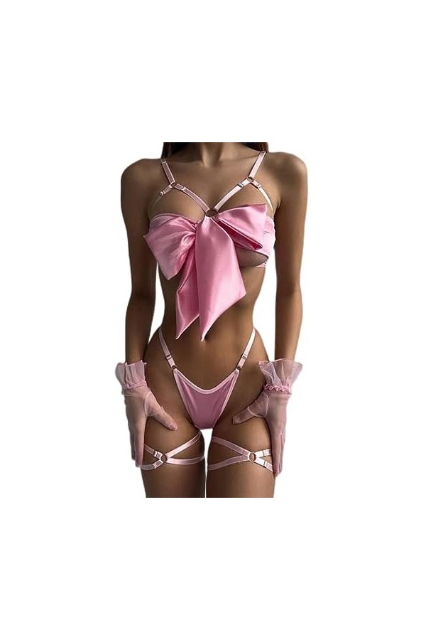 Nouveau Ensemble de sous-vêtements Dames sous-vêtements Pyjamas Ensemble sous-vêtements Sexy-Rose-XL