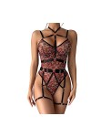 ULLIAN Nuisettes Sexy Femme Lingerie érotique en Maille Transparente léopard avec Anneau en Acier Combinaison Sexy et Galbant