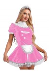 Choomomo Uniforme de Soubrette Manga Déguisement Femme Sexy Costume Maid Servante Cosplay Mini Robe Court Ajustrée Évasée Clu