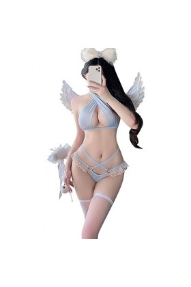 QNCLO Femmes cou suspendu cosplay élastique combinaison japonaise mignon poupée sous-vêtements bleu 