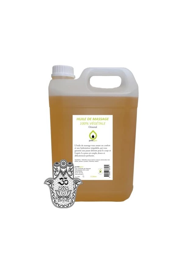 Purespa Huile de Massage végétale parfumée - 100% Massage Naturelle exotique Oranger, 5 Litres 