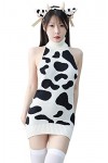 Cosplay Costume Anime Sexy Mini Vache Bikini Ensemble Lingerie Soubrette Tenue Dalmatien Léopard Lait Soubrette 36 