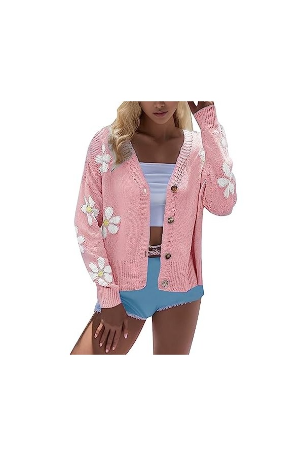 Cardigan en tricot pour femme - Manteau dété pour femme - Style cascade - Décontracté - Cardigan rétro - Automne - Pour femm