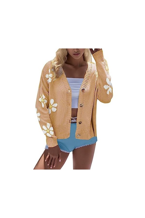 Cardigan en tricot pour femme - Manteau dété pour femme - Style cascade - Décontracté - Cardigan rétro - Automne - Pour femm