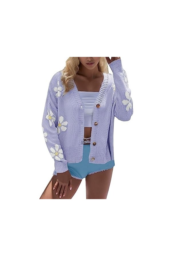 Cardigan en tricot pour femme - Manteau dété pour femme - Style cascade - Décontracté - Cardigan rétro - Automne - Pour femm