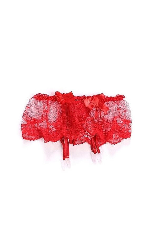 Femmes Sexy Dentelle Solide Mince Sexy Jarretelles String Jarretière Bas Ensemble Lingerie Bowknot-8 Rose 2 Pièces Ensemble-T