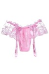 Femmes Sexy Dentelle Solide Mince Sexy Jarretelles String Jarretière Bas Ensemble Lingerie Bowknot-8 Rose 2 Pièces Ensemble-T