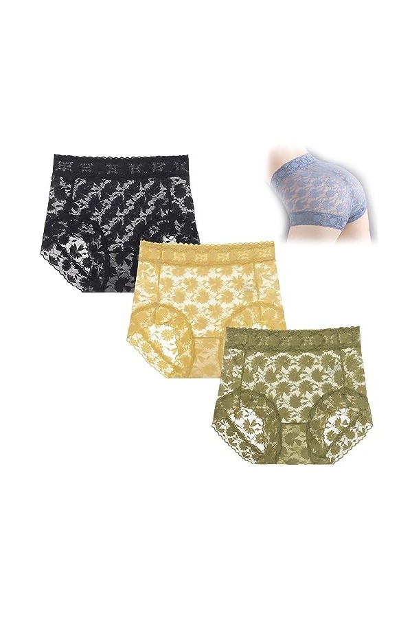 GuyAna Culotte de Soin en Soie Fine sans Couture Sexy en Dentelle, Culotte en Dentelle Sexy pour Femme, sous-vêtement pour Fe