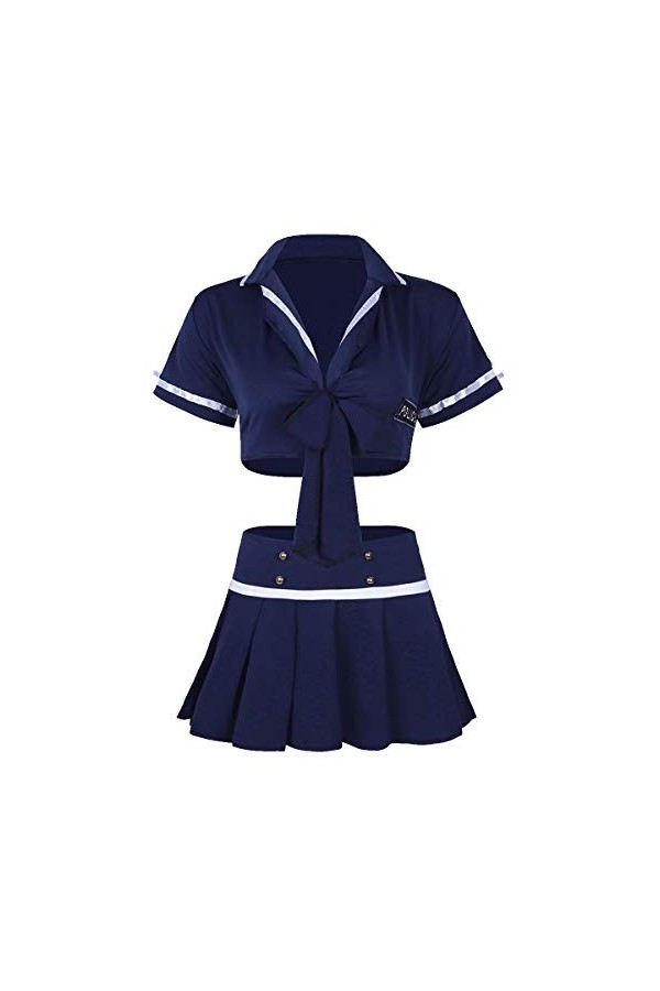 ranrann Déguisement Policière Femme Adulte Sexy Costume Tenue Erotique Mini Robe Courte Sexy Cosplay Halloween Carnaval Party