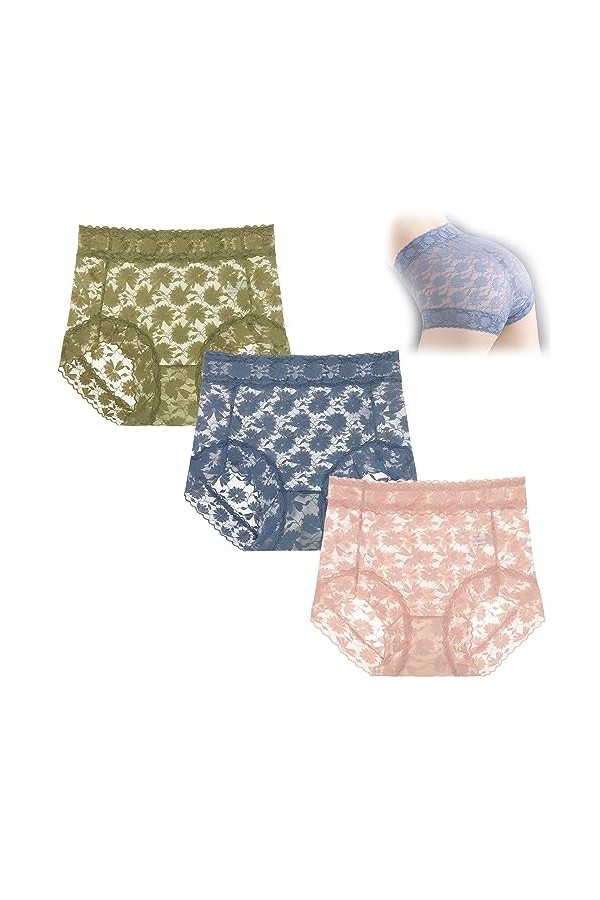 GuyAna Culotte de Soin en Soie Fine sans Couture Sexy en Dentelle, Culotte en Dentelle Sexy pour Femme, sous-vêtement pour Fe