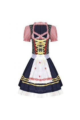 Robe Dirndl allemande pour femme - Costume de soubrette pour lOktoberfest - Pour Halloween, cosplay, bar, serveuse, carnaval