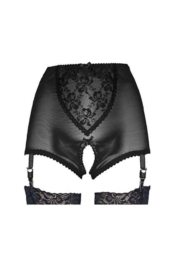 MEIHAOWEI Porte Jarretelles pour Femmes avec Bretelles à 6 Bretelles Devant Devant Ouvert pour Bas en Lingerie