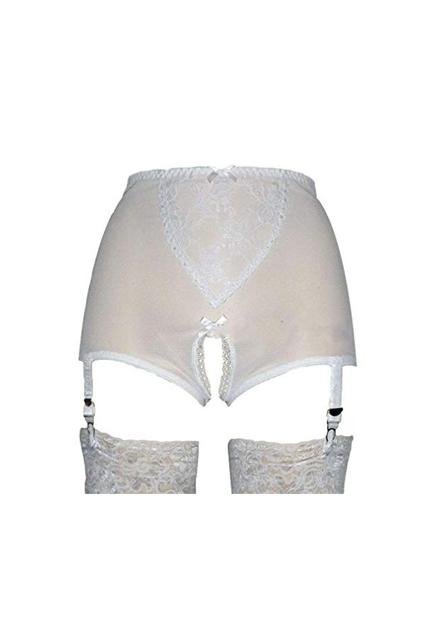 MEIHAOWEI Porte Jarretelles pour Femmes avec Bretelles à 6 Bretelles Devant Devant Ouvert pour Bas en Lingerie