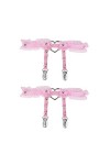 alisikee Lot de 2 porte-jarretelles réglables en dentelle en forme de cœur avec fermoirs antidérapants pour femme, noir/rose,