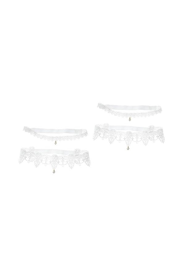 SOIMISS 4 Pcs Jarretière De Mariée Bas Costume De Femme Blanc Strass Mariée Jarretière De Mariage Jambe Bande Dentelle De Mar