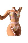 Lingerie Femme Sexy Ensemble Homme Sexy Hot y2*k sous-vêtements Amusants pour Femmes de Fleurs colorées pour Femmes Sexy Shap