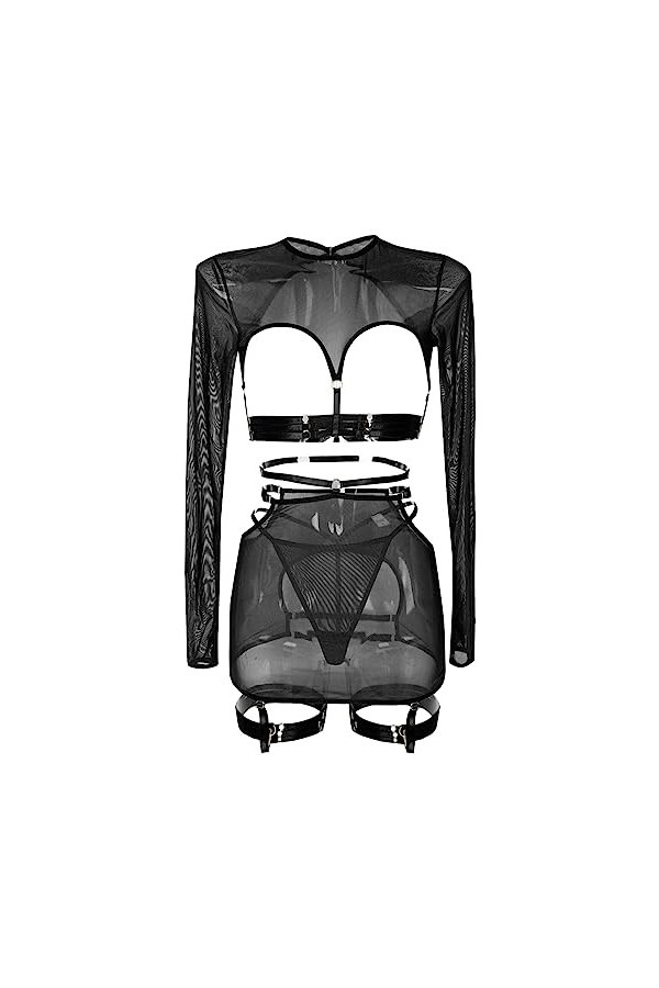 Lingerie Femme Sexy Ensemble Homme Sexy Hot y27k Ensemble de 5 pièces de Lingerie Amusante pour Femmes, Haut à Manches Longue