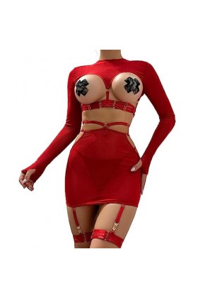 Lingerie Femme Sexy Ensemble Homme Sexy Hot y27k Ensemble de 5 pièces de Lingerie Amusante pour Femmes, Haut à Manches Longue