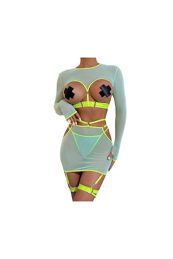 Lingerie Femme Sexy Ensemble Homme Sexy Hot y27k Ensemble de 5 pièces de Lingerie Amusante pour Femmes, Haut à Manches Longue