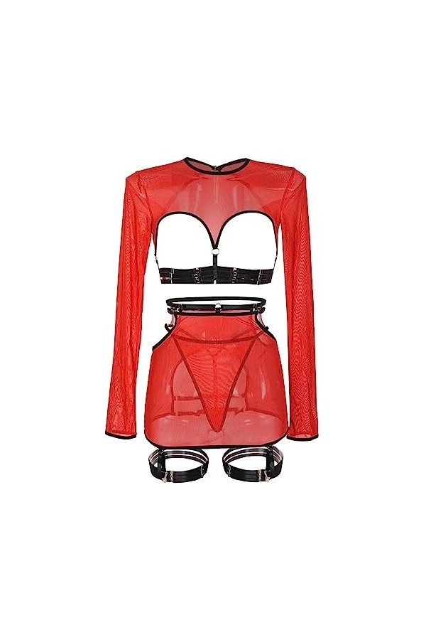 Lingerie Femme Sexy Ensemble Homme Sexy Hot y27k Ensemble de 5 pièces de Lingerie Amusante pour Femmes, Haut à Manches Longue