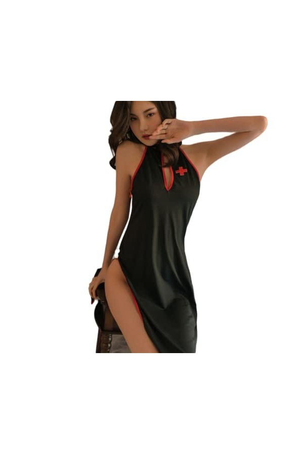 LureZone Ensemble de costume dinfirmière sexy pour femme - Sous-vêtements de cosplay - Robe uniforme dinfirmière - Lingerie