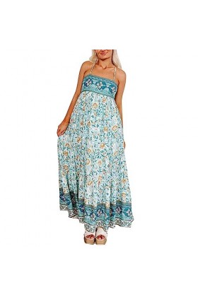 Robes Amples Femmes de Soie Florale à la Mode pour Femmes Chemises Robes De Femmes Blue, XXL 