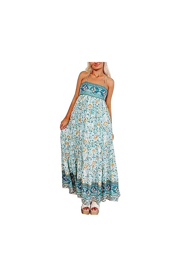 Robes Amples Femmes de Soie Florale à la Mode pour Femmes Chemises Robes De Femmes Blue, XXL 