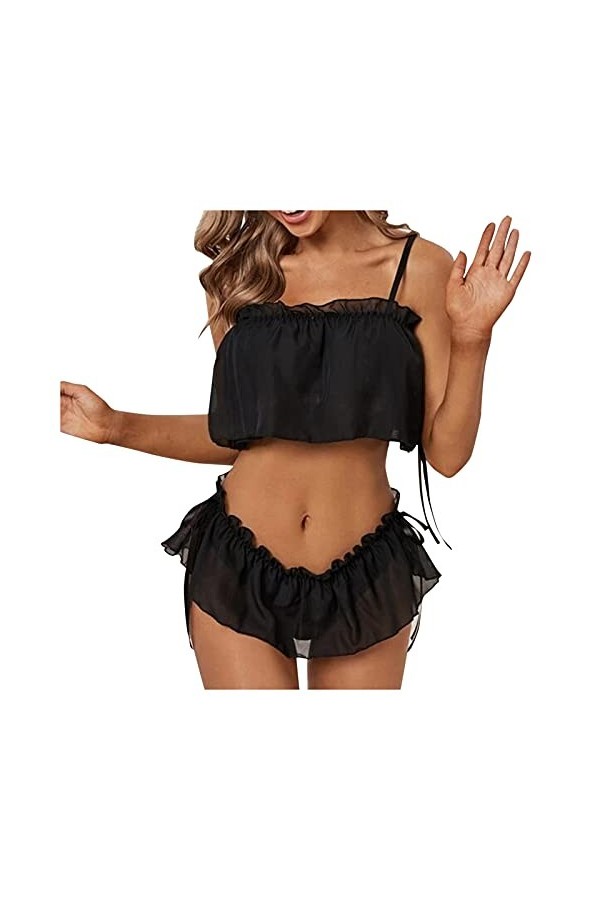 Femme Vêtements De Nuit Dentelle Lingerie Sexy Ensemble 2 Pièce sous-Vetements Sexy Ensemble Soutien Gorge et String Erotique