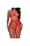 Lingerie pour Femme pour Sexy Femmes Dame Sexy Accessoires en métal avec Cou Suspendu Maille Lingerie Ensemble Taille Haute v