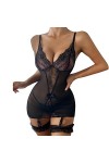 SHANHE Sexy Nightgown Dress Femmes Dentelle Sling Vêtements de Nuit Vêtements Lingerie Robes pour Night Sex Babydoll-Noir,L
