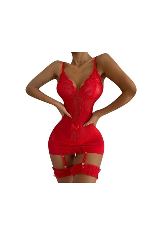 SHANHE Sexy Nightgown Dress Femmes Dentelle Sling Vêtements de Nuit Vêtements Lingerie Robes pour Night Sex Babydoll-Noir,L