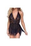 SHANHE Lingerie Sexy Grande Taille Robe de Nuit en Dentelle avec Culotte Femmes Chemises de Nuit sous-Vêtements Exotiques Hal