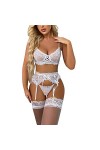 Lingerie Ensemble Femme, Ensemble de Lingerie pour Femme Résille Lingerie Sexy Vêtements de Nuit Bodystockings Robe Transpare
