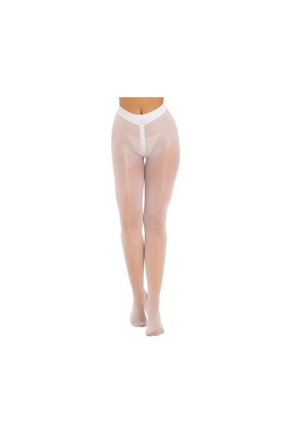 Ensemble Sexy Femme Érotique Bas Transparents Couleur Unie Extensible,Gris,L