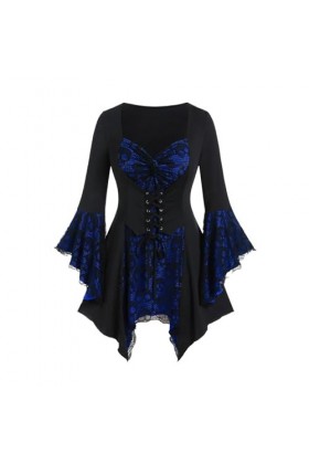 Vêtements médiévaux pour femme - Robe de bal Renaissance - Avec fronces - Pour Halloween - Cosplay - Costume gothique punk - 