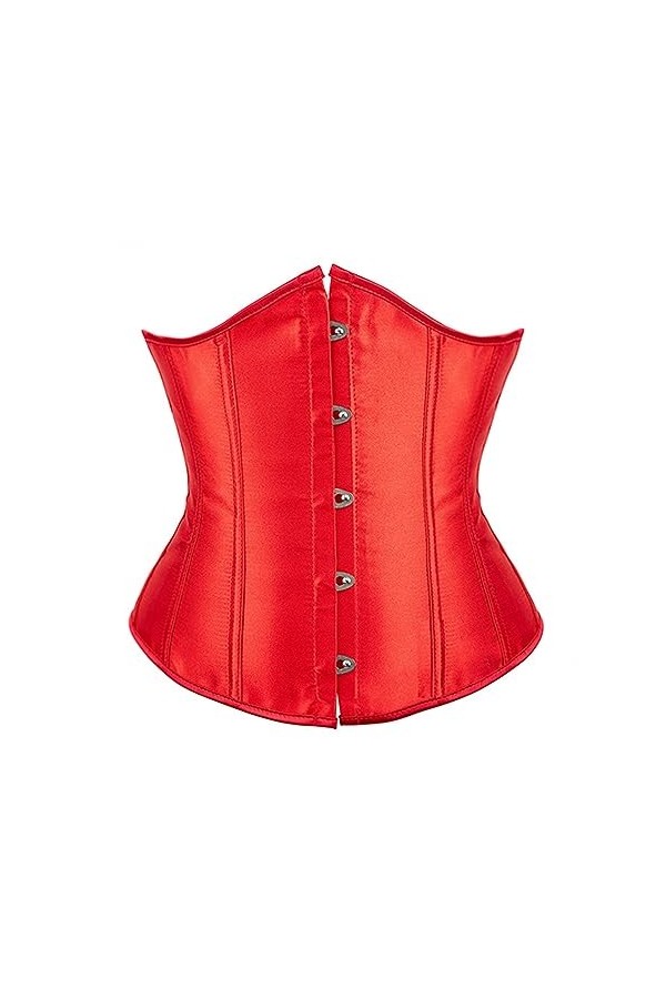 Dapei Corset bustier sexy en satin pour femme - En néoprène, Rouge, 3XL