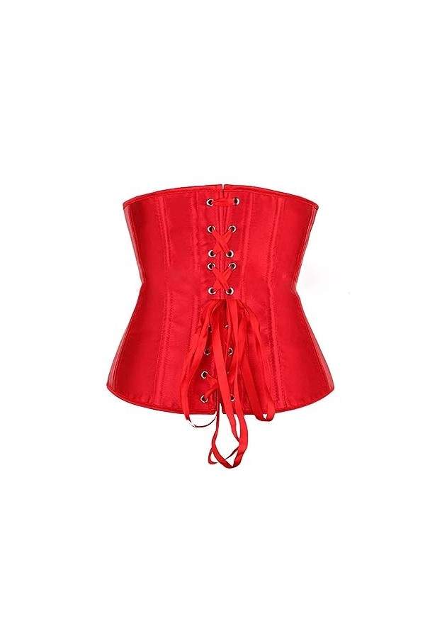 Dapei Corset bustier sexy en satin pour femme - En néoprène, Rouge, 3XL
