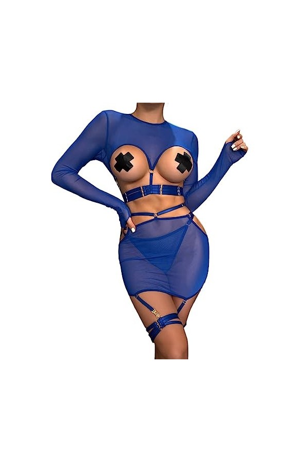 Lingerie Femme Sexy Ensemble Homme Sexy Hot y27k Ensemble de 5 pièces de Lingerie Amusante pour Femmes, Haut à Manches Longue