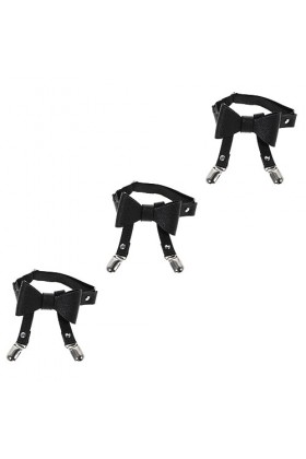 GALPADA 3Pcs Bowknot Cuir Pu Suspendu Ceinture Élastique Ceinture Dames Ceinture Taille Haute Noeud Jarretières Accessoires D