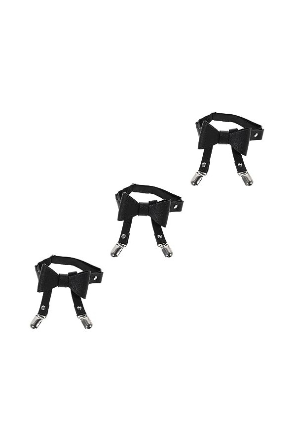 GALPADA 3Pcs Bowknot Cuir Pu Suspendu Ceinture Élastique Ceinture Dames Ceinture Taille Haute Noeud Jarretières Accessoires D