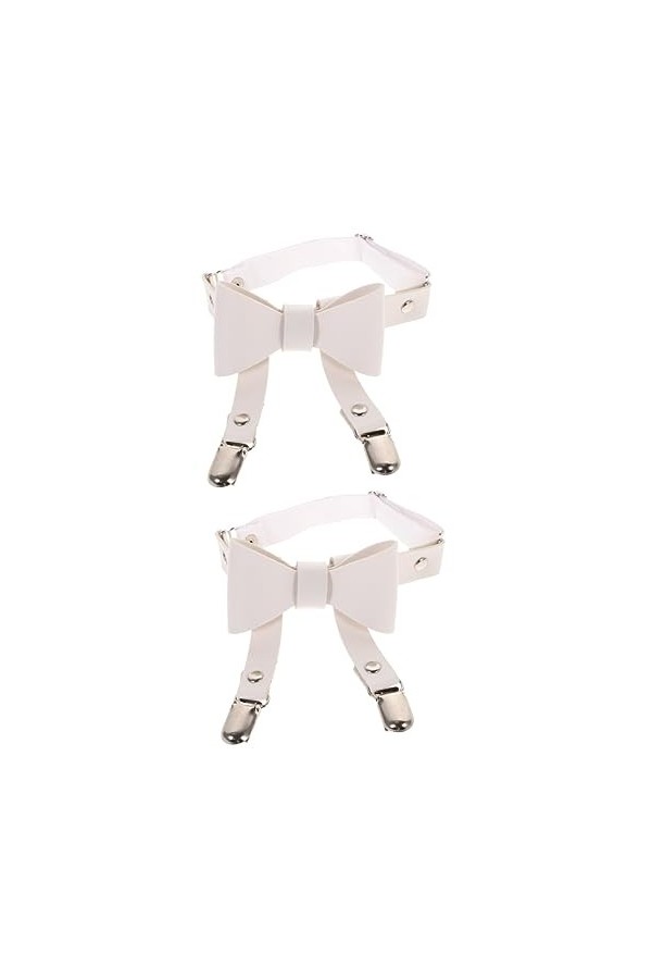 GALPADA 3Pcs Bowknot Cuir Pu Suspendu Ceinture Élastique Ceinture Dames Ceinture Taille Haute Noeud Jarretières Accessoires D