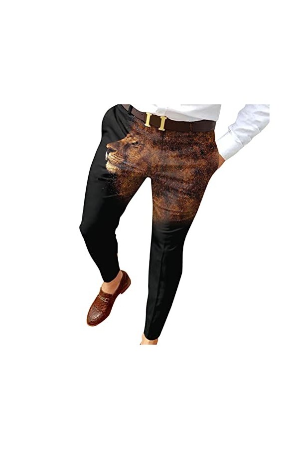 Pantalon long pour homme - Coupe ajustée - Avec fermeture éclair - Style décontracté - Style décontracté, argenté, L
