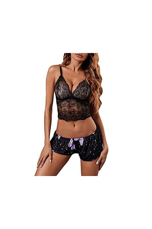 Lingerie Sexy Ensemble Femme Dentelle Ensemble Soutien Gorge et String Erotique sous-Vetements Ensemble Vêtements De Nuit Sex