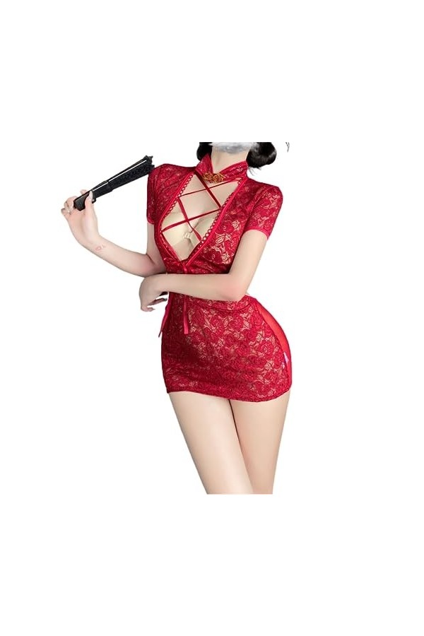 SINGUYUN Lingerie Cheongsam Chinois Rétro Imprimé Robe Sexy Anime Cosplay Costume pour Femmes Qipao Babydoll Outfit 2500 Noi