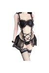 Temptshow Lingerie sexy Lolita sexy à trois points Noir