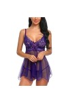 SHANHE Plus La Taille 4XL Lingerie Babydoll Robe De Nuit en Dentelle Jeu De Rôle Lingerie Sexy Maille Chemise De Nuit Vêtemen