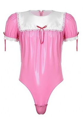 Freebily Femme de Ménage Hommes Sissy Robe de Chambre Cuir Halloween Sissy Lingerie Plaisir Deguisement Servant Sexy Body Str